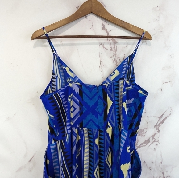 Yumi Kim Dress Womens Large Aztec Southwestern Blue Mini Sun Summer Spaghetti - Picture 6 of 11